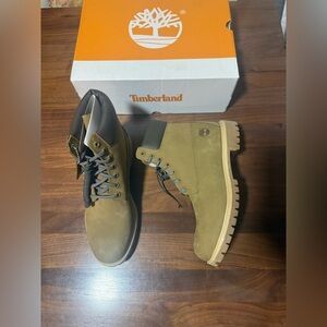 TIMBERLAND PREMIUM 6-INCH WATERPROOF BOOT Men Olive Nubuck/Dark Brown US Size 11